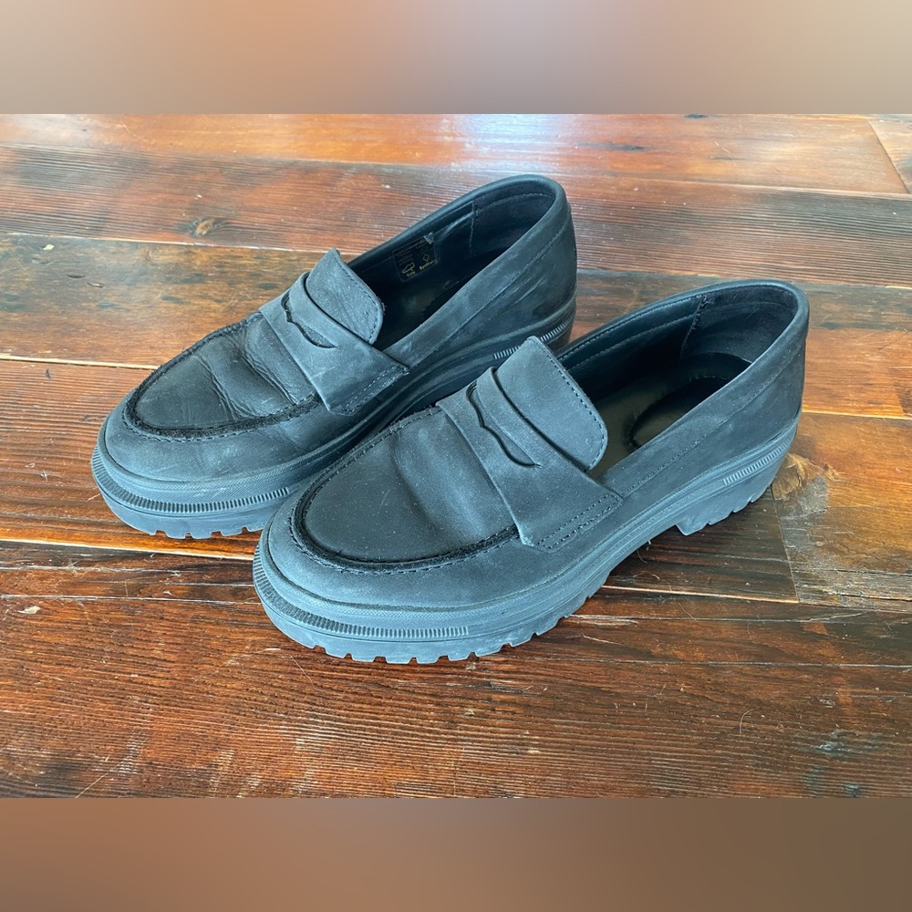 Portland Leather Black Platform Loafers